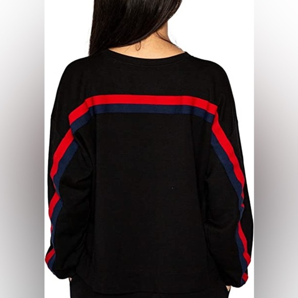 Velvet by Graham & Spencer Danica Black w/ Red  Stripe Sweatshirt Women’s Size S - Picture 4 of 10